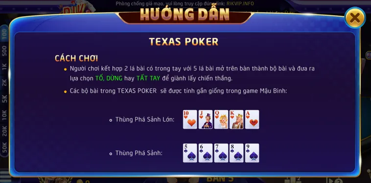 Texas Poker Tại RikVip Đỉnh Cao Giải Trí Với Tỉ Lệ Thắng Khủng Đang Chờ Đón Bạn