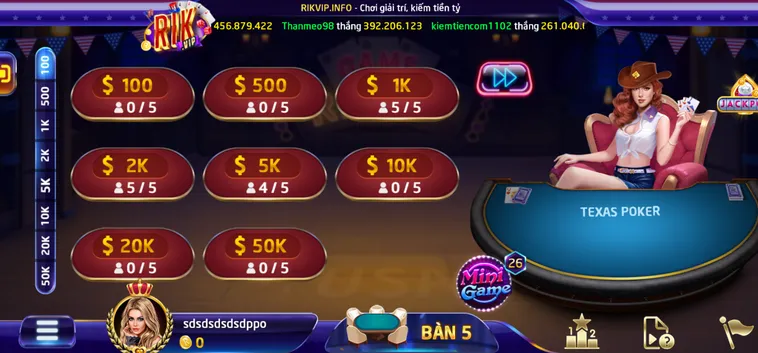 Texas Poker Tại RikVip Đỉnh Cao Giải Trí Với Tỉ Lệ Thắng Khủng Đang Chờ Đón Bạn